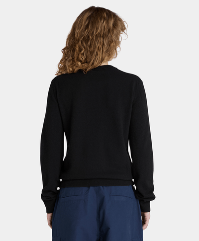 Suéter De Lana Merino Regular Fit Para Mujer, Negro