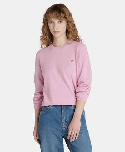 Suéter De Lana Merino Regular Fit Para Mujer, Rosa