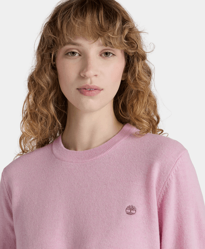 Suéter De Lana Merino Regular Fit Para Mujer, Rosa