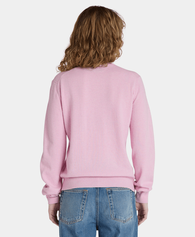 Suéter De Lana Merino Regular Fit Para Mujer, Rosa