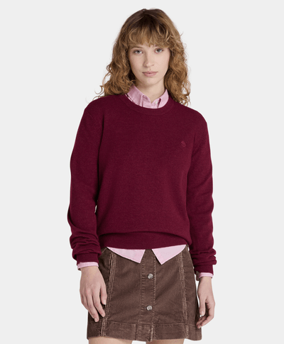 Suéter De Lana Merino Regular Fit Para Mujer, Vino