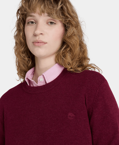 Suéter De Lana Merino Regular Fit Para Mujer, Vino