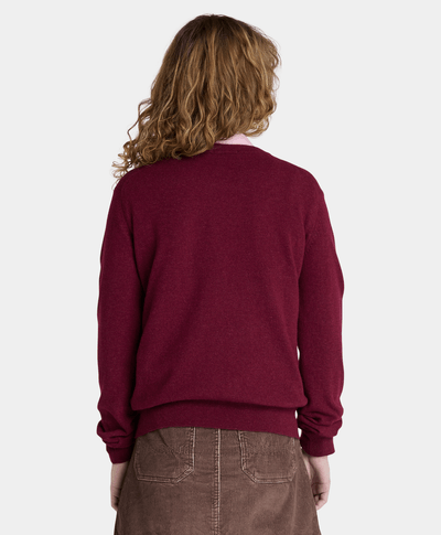 Suéter De Lana Merino Regular Fit Para Mujer, Vino