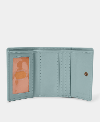 Cartera Triple Con Llavero Para Mujer, Azul