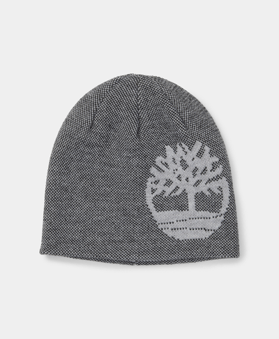 Gorro Reversible Con Logo Lineal Bordado Para Hombre, Gris