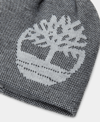 Gorro Reversible Con Logo Lineal Bordado Para Hombre, Gris