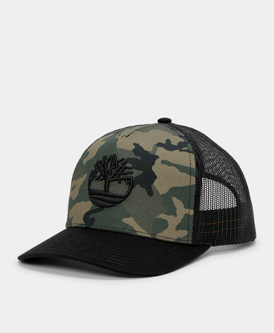 Gorra Trucker Print Camo para hombre, Negro