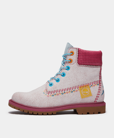 Botas Premium 6 Inch "Dia de Muertos" Para Mujer, Blanco