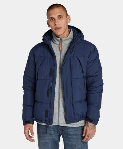 Chamarra Puffer DWR: Repelente Al Agua Para Hombre, Azul