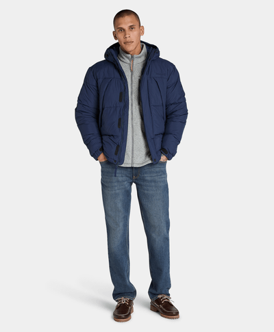 Chamarra Puffer DWR: Repelente Al Agua Para Hombre, Azul