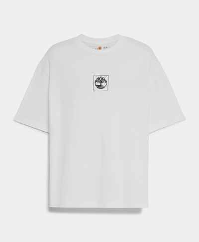 Playera Boxy Fit Con Grafico Trasero Unisex, Blanco