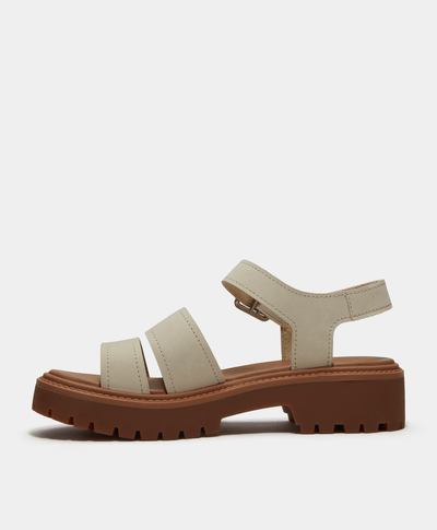 Sandalias Stone Street con plataforma y correa trasera para Mujer, Beige