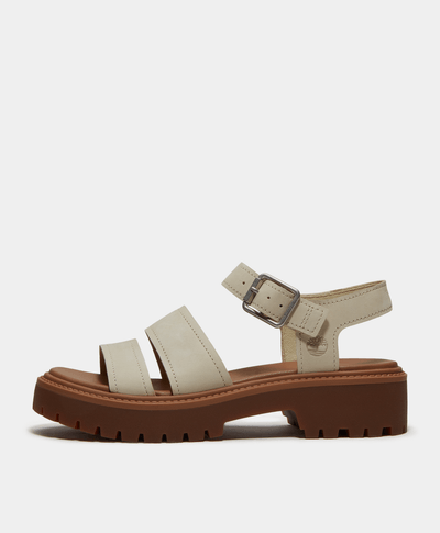 Sandalias Stone Street con plataforma y correa trasera para Mujer, Beige