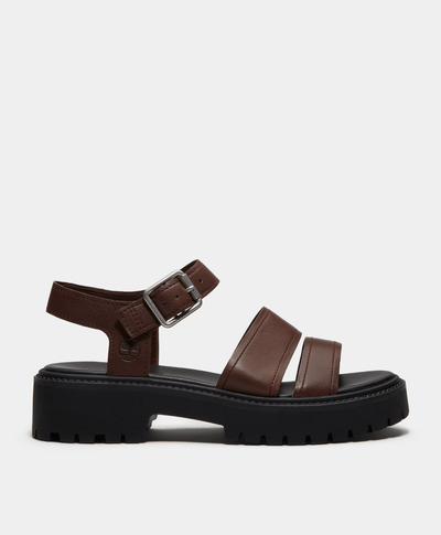 Sandalias Stone Street con plataforma y correa trasera para Mujer, Café