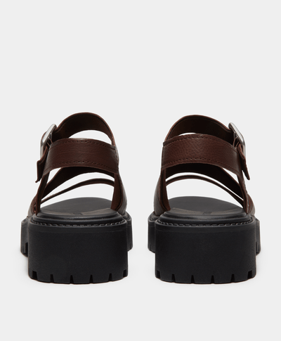 Sandalias Stone Street con plataforma y correa trasera para Mujer, Café