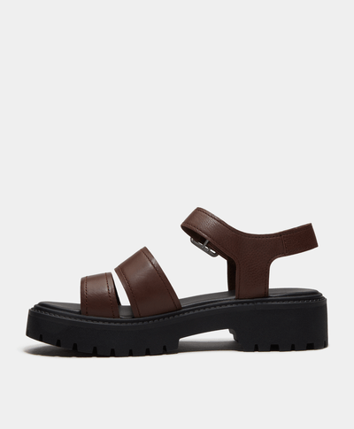 Sandalias Stone Street con plataforma y correa trasera para Mujer, Café