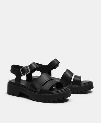 Sandalias Stone Street con plataforma y correa trasera para Mujer, Negro