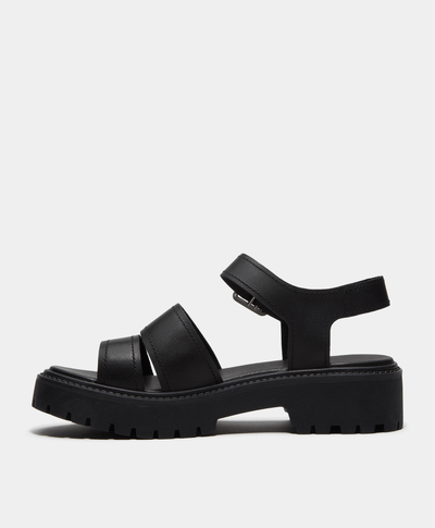 Sandalias Stone Street con plataforma y correa trasera para Mujer, Negro