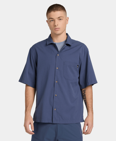 Camisa de manga corta de mil rayas para Hombre, Azul