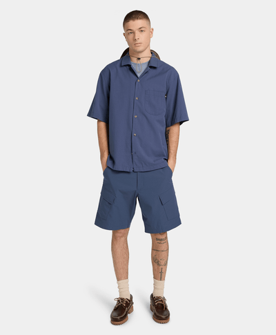 Camisa de manga corta de mil rayas para Hombre, Azul