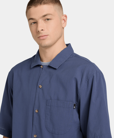 Camisa de manga corta de mil rayas para Hombre, Azul