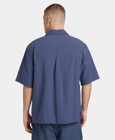 Camisa de manga corta de mil rayas para Hombre, Azul