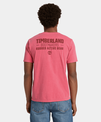 Camiseta de Manga Corta Teñida para Hombre, Rojo