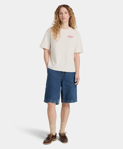 Playera gráfica de manga corta para Mujer, Beige