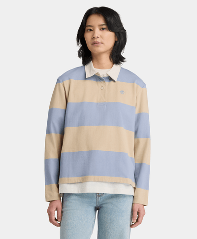 Polo de manga larga Rugby para Mujer, Azul