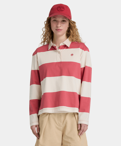 Polo de manga larga Rugby para Mujer, Rojo