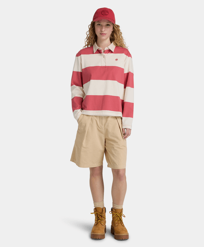 Polo de manga larga Rugby para Mujer, Rojo