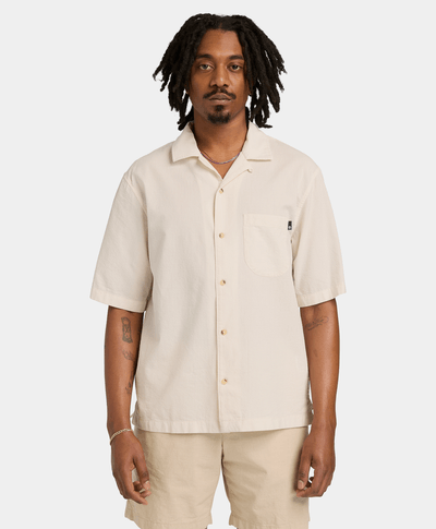 Camisa de manga corta de mil rayas para Hombre, Beige