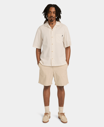 Camisa de manga corta de mil rayas para Hombre, Beige