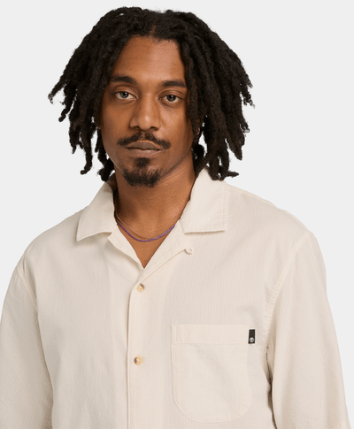 Camisa de manga corta de mil rayas para Hombre, Beige