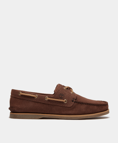 Zapatos Nauticos Boat Shoes Lake House clásicos de dos ojales para Hombre, Café