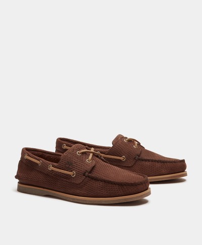 Zapatos Nauticos Boat Shoes Lake House clásicos de dos ojales para Hombre, Café