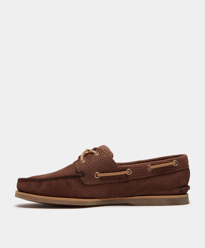 Zapatos Nauticos Boat Shoes Lake House clásicos de dos ojales para Hombre, Café