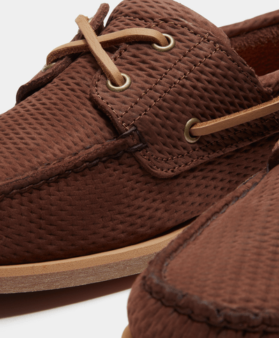 Zapatos Nauticos Boat Shoes Lake House clásicos de dos ojales para Hombre, Café