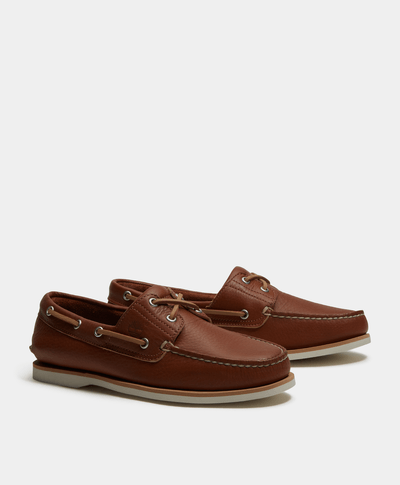 Zapatos Nauticos Boat Shoes Lake House clásicos de dos ojales para Hombre, Café