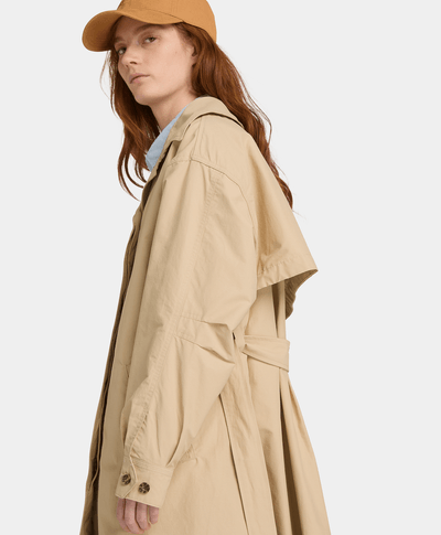Abrigo Largo Impermeable para Mujer, Beige