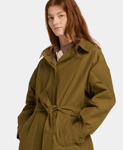 Abrigo Largo Impermeable para Mujer, Verde
