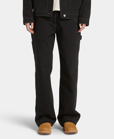Pantalón recto de Lona para Mujer, Negro