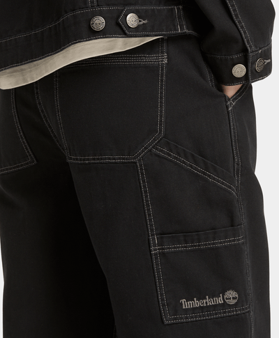 Pantalón recto de Lona para Mujer, Negro