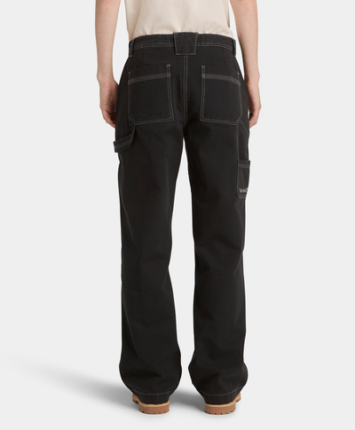 Pantalón recto de Lona para Mujer, Negro