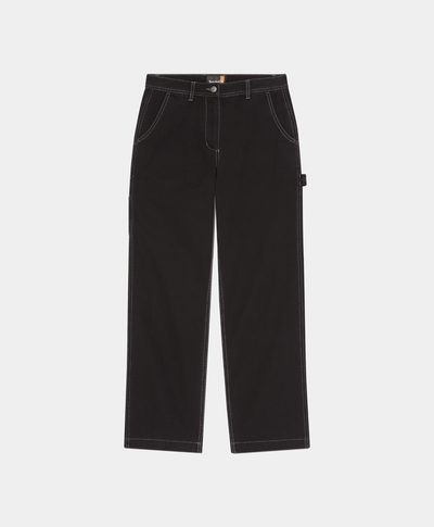 Pantalón recto de Lona para Mujer, Negro
