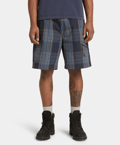Shorts a cuadros con repelente al agua duradero, Azul