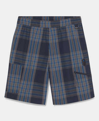 Shorts a cuadros con repelente al agua duradero, Azul