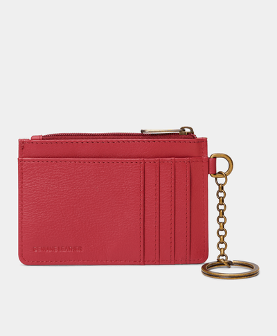 Tarjetero de piel con Llavero Unisex, Rojo