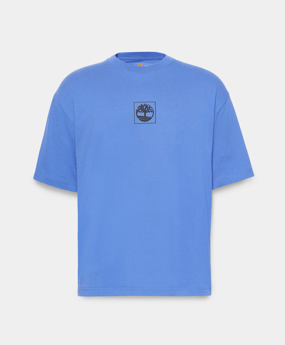 Playera Boxy Fit Con Grafico Trasero Unisex, Azul