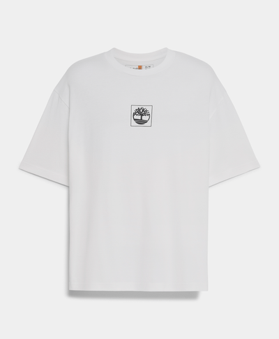 Playera Boxy Fit Con Grafico Trasero Unisex, Blanco